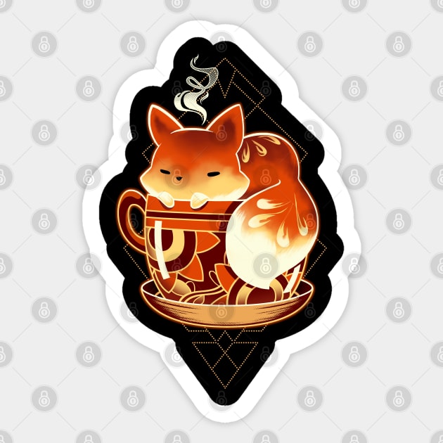 Cup of Fox - cute coffee animal Sticker by Snouleaf